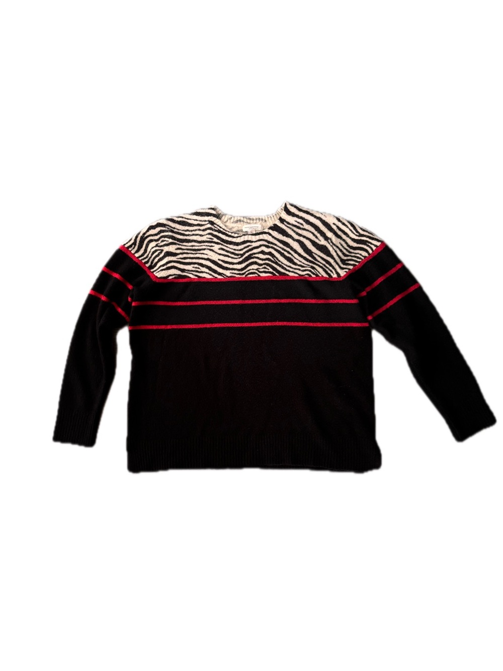 beachlunchlounge Black, Red and Cream Zebra Knit Sweater